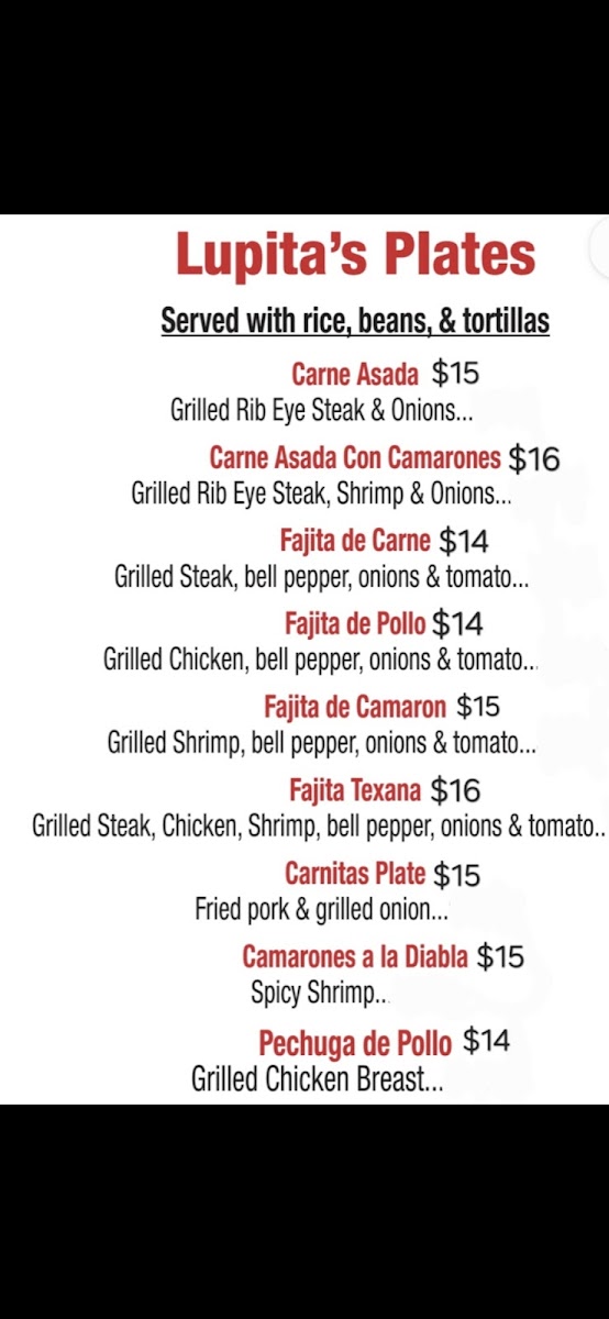Lupita's Mexican Fast Food Menu - Image 2