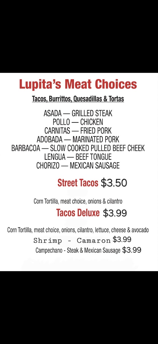 Lupita's Mexican Fast Food Menu - Image 4